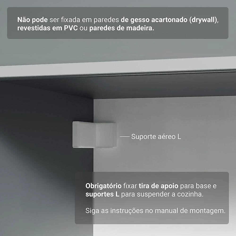 Armário de cozinha completa suspenso 240cm cinza nice madesa 04
