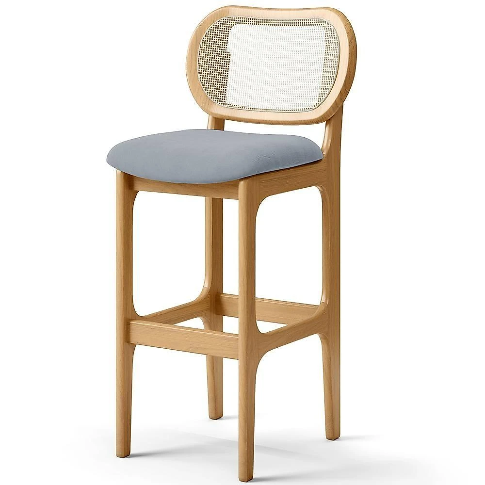 Kit 02 Banquetas Altas Para Cozinha Bancada Sala Tela Betta Fixa L02 Suede Cinza - Lyam