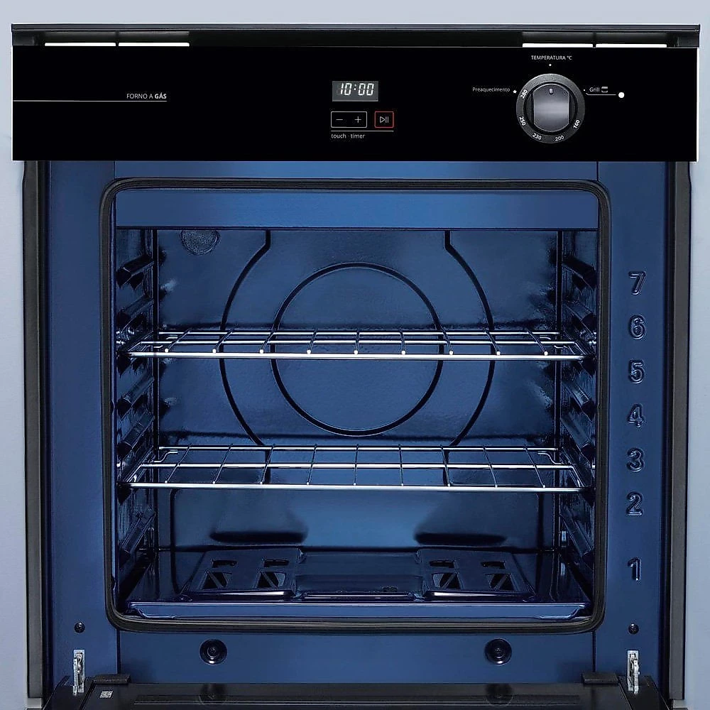 Forno de Embutir a Gás 78 Litros Brastemp Timer Grill BOA84AERNA Preto - 220V