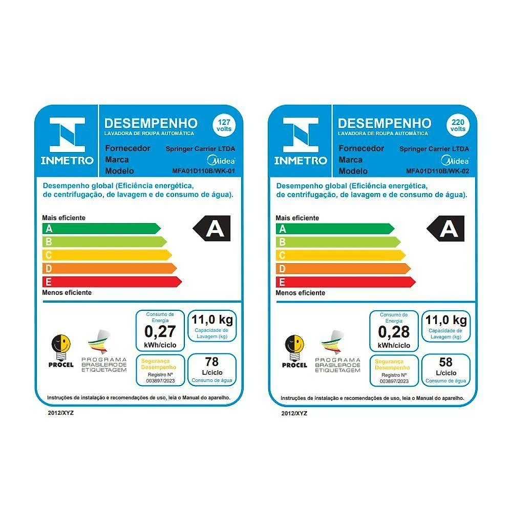 Lava e Seca Midea MFA01D110B-WK-01 11kg 7kg Inverter Ciclo Pets Branca 110V