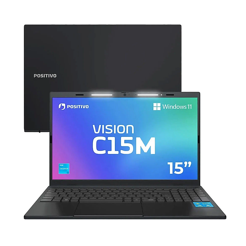Notebook Positivo Vision C15M Intel Celeron N4500 Windows 11 Home 4GB RAM 128GB eMMC Tela 15  Full HD IPS Antirreflexo Minitela Cinza - Bivolt