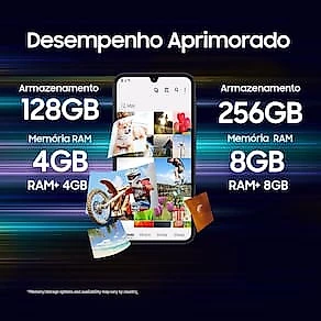 Smartphone Samsung Galaxy A15 4G Azul Escuro 128GB 4GB RAM Processador Octa-Core Câmera Tripla Traseira Selfie de 13MP Tela Infinita 6.5" 90Hz
