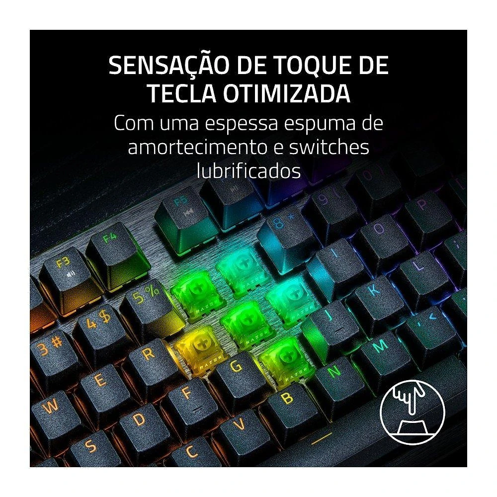 Teclado Magnético Gamer Razer Huntsman V3 HE TKL, 8KHz, Rapid Trigger, USB-C, RGB, Preto - RZ03-05920200