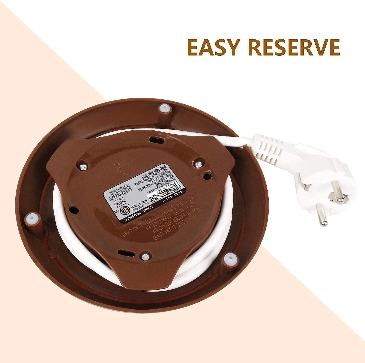 Aigostar Chaleira Elétrica 1L com Desligamento Automático A ço Inoxidável 1100W110V Marrom
