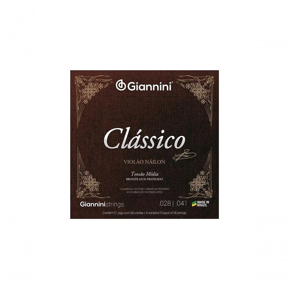 Encordoamento Para Violão Nylon 65-35 Tensão Média Bronze Prateado Genwpm