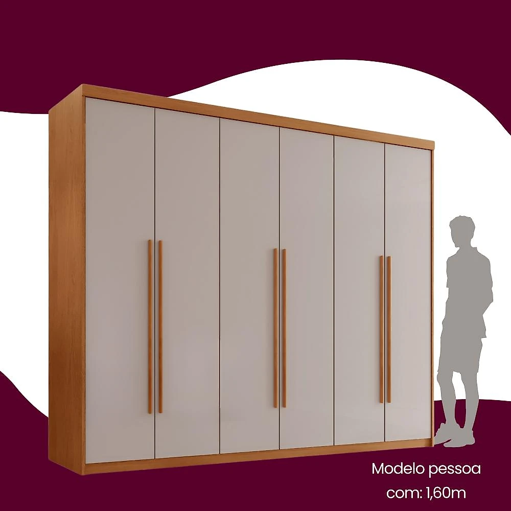 Guarda Roupa Casal 6 Portas 2 Gavetas MDF Veracruz Guarda Roupa Casal 6 Portas 2 Gavetas Veracruz Naturalle/Off White
