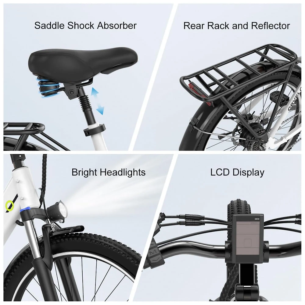 Miniatura Bicicleta Elétrica 1000 Peak para Adultos, Autonomia de até 80 Quilômetros com Bateria Removível, E-bike de 26'' com 7 Velocidades para Praia, Neve e