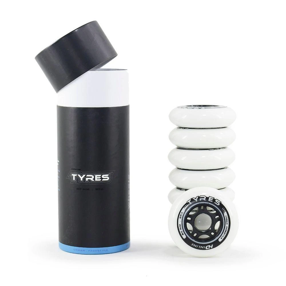 Jogo de Rodas para Patins Tyres Technology 80MM 85A Maior Performance Branco HD Inline