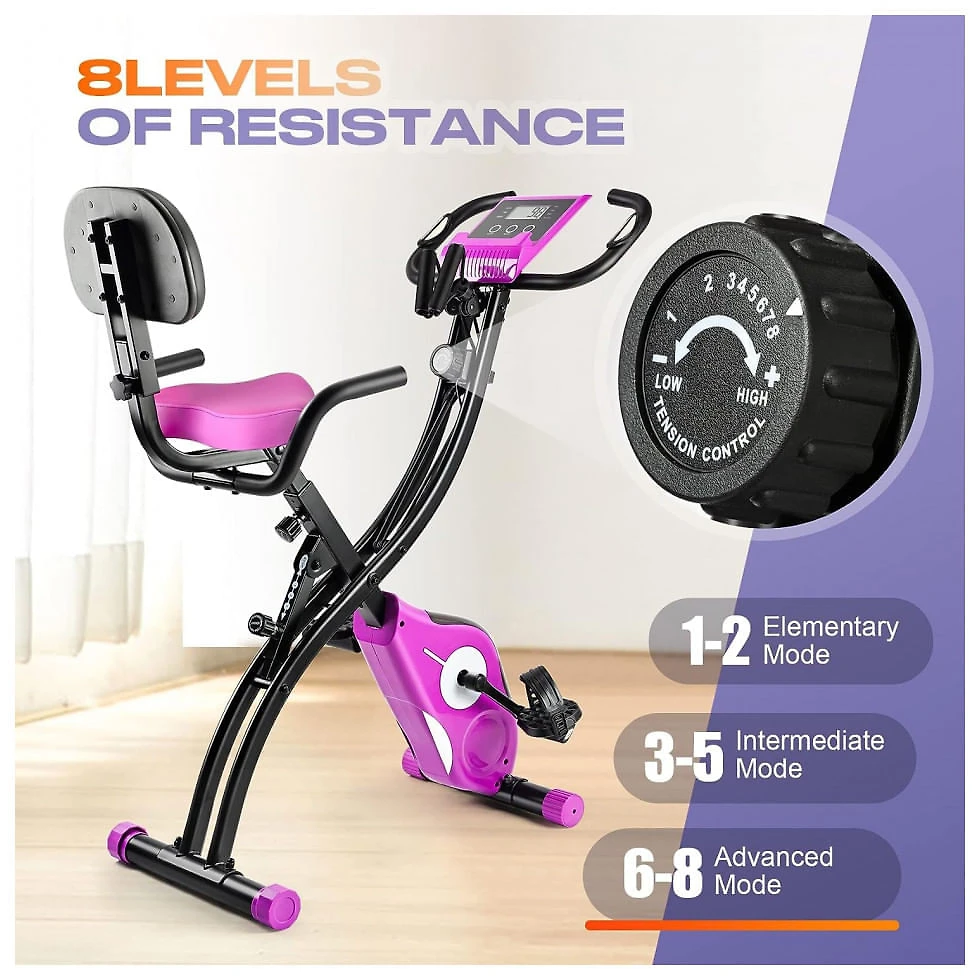 Miniatura Bicicleta Ergométrica com Tela Digital e 8 Velocidades, TECHMOO, Rosa 110v