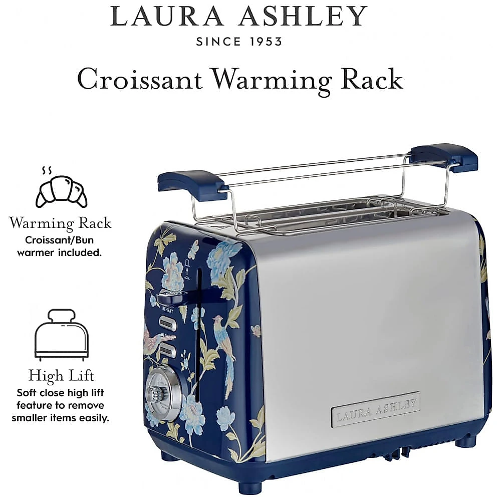 Torradeira elétrica 2 fatias Laura Ashley aço inox azul marinho 850W 110V