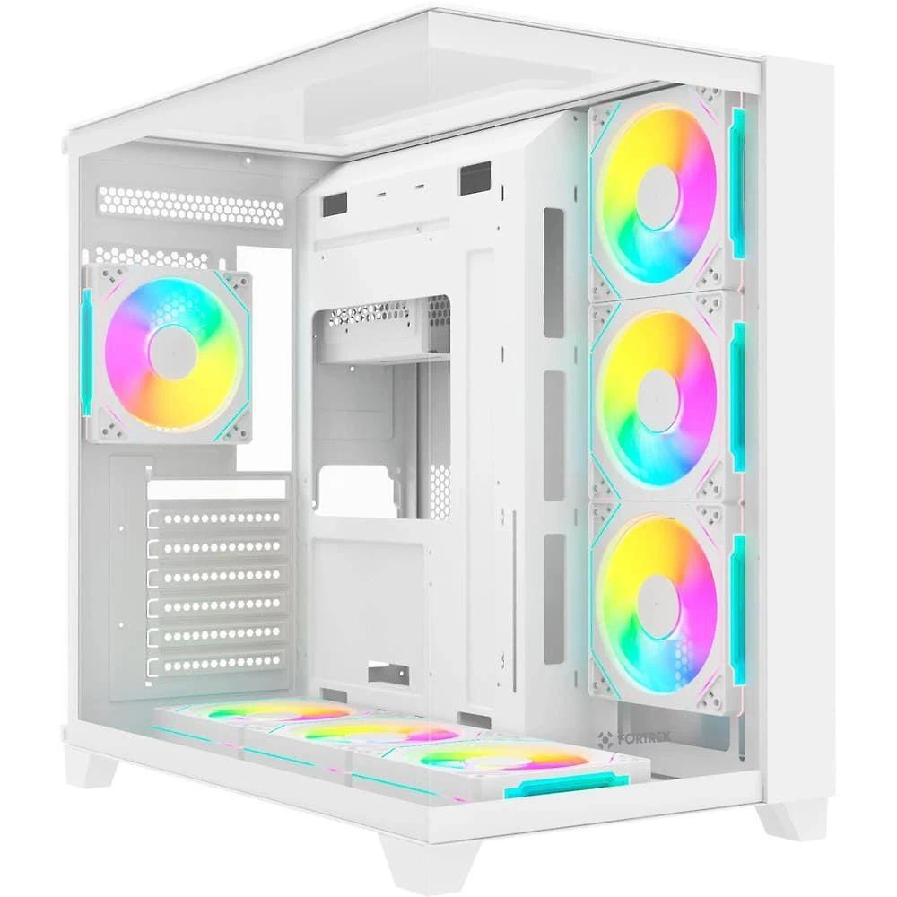 Gabinete Gamer Clarity Full Glass Aquario ATX M-ATX Aco Branco com Painel Lateral Transparente