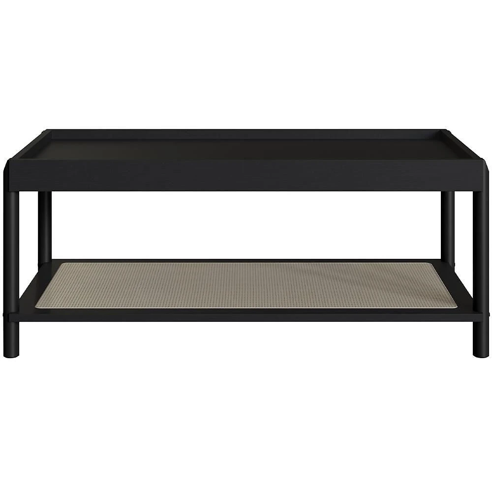 Mesa De Centro Para Sala De Estar Pés Madeira Moss A03 Nero Preto