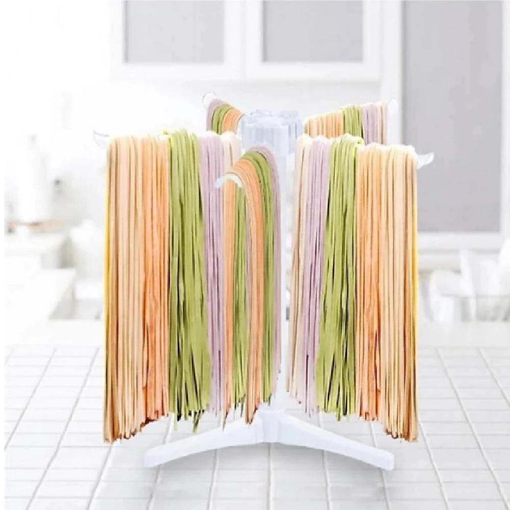 Varal Secador de Massas com 6 Hastes Desmontável em Acrílico e Plástico Reforçado para Cozinha 32CM