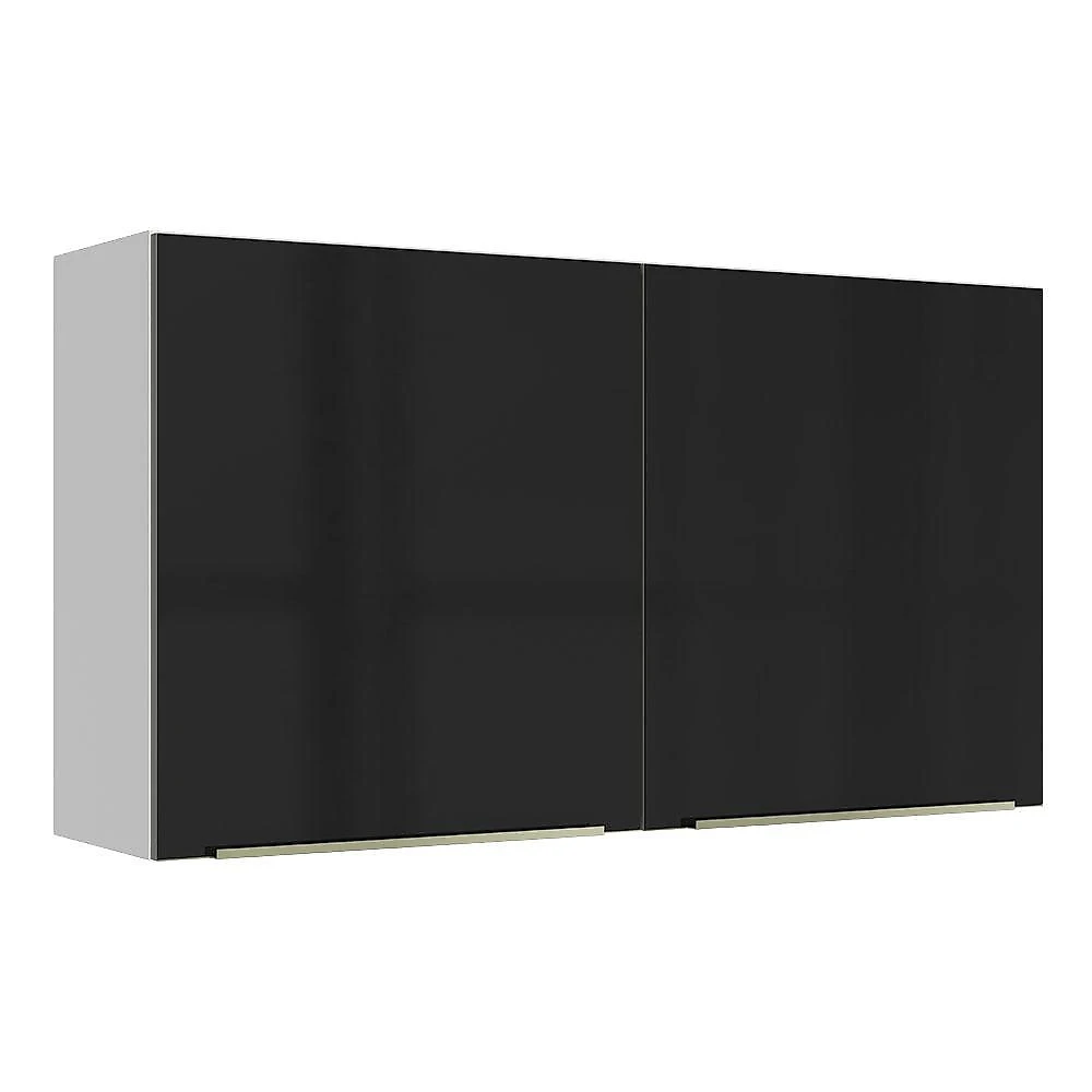 Armário aéreo madesa lux 120 cm 2 portas - branco/preto