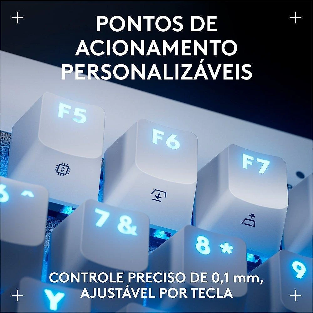 Teclado Gamer Logitech G PRO X TKL RAPID, Switches Magnético-analógicos, Modo Rapid Trigger, Layout US, Branco - 920-013132