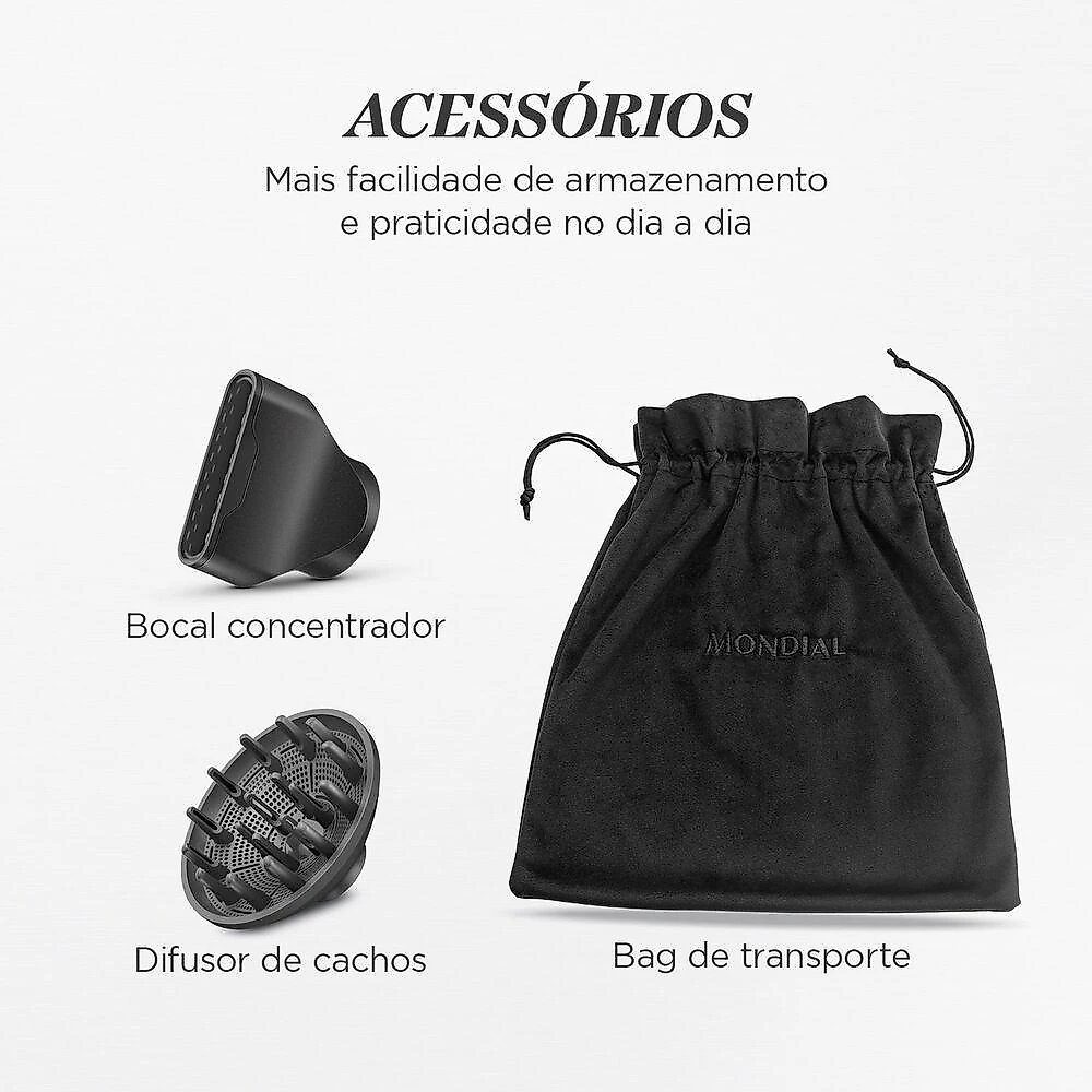 Secador de Cabelos Ultra Sonic By Juliette SCP-JU-04-US 1600W Tecnologia Iônica 5 Temperaturas Cinza