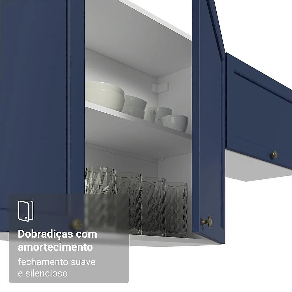 Armário Aéreo 70 Cm 2 Portas Branco/azul Vik Madesa Branco/azul