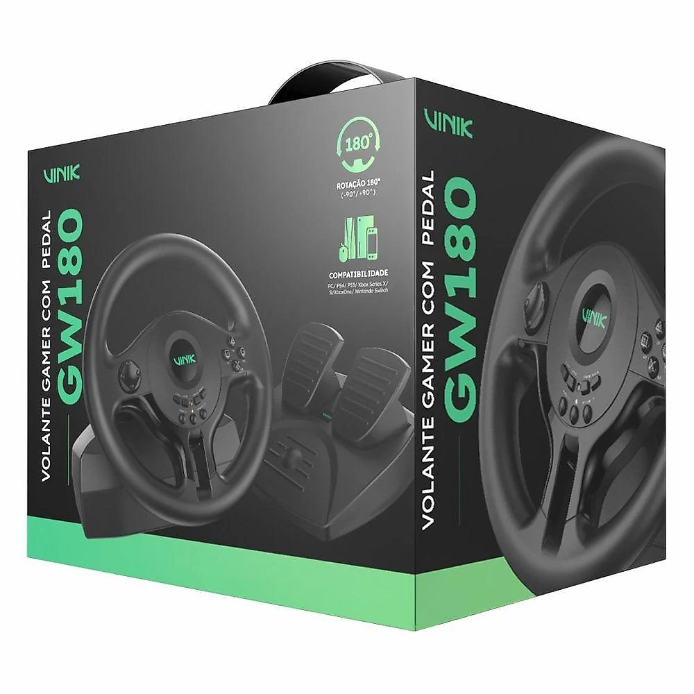 Volante Gamer Com Pedal Gw180 Vinik Para Pc - Ps4 - Xbox - Switch