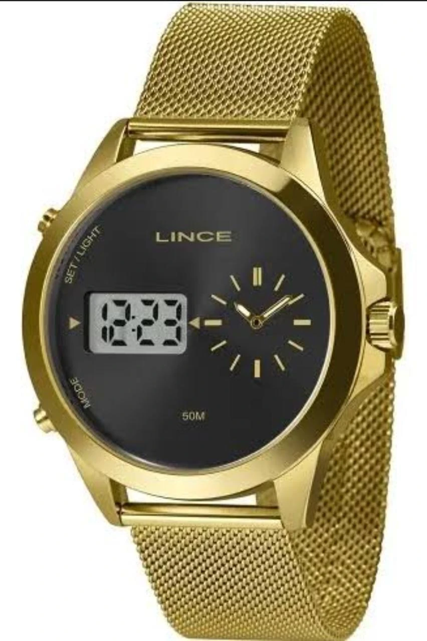 Miniatura Relogio Lince Dourado Anadigi Super Moderno Original