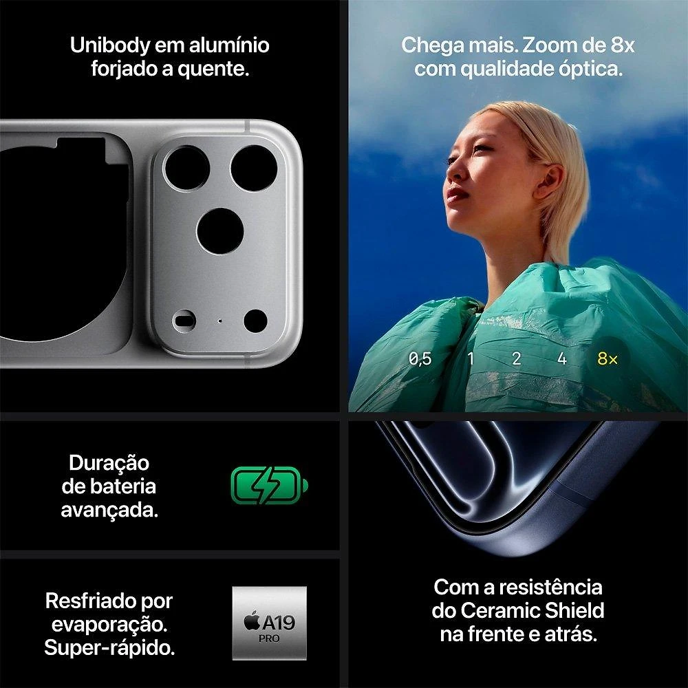 Miniatura iPhone 17 Pro Max Apple 256GB, Câmera Tripla Fusion de 48MP, Tela 6.9" Super Retina XDR, Azul-intenso