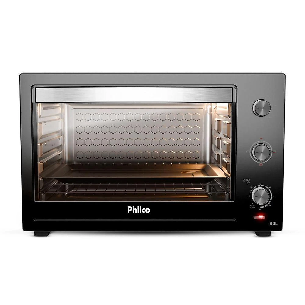 Forno Elétrico Philco 80L Preto 4 Resistências PFE80A 220V