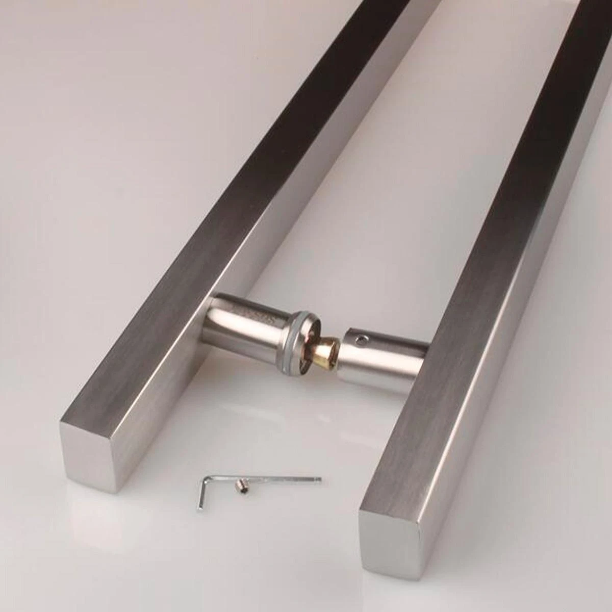 Miniatura Puxador De Porta 1 Metro Inox 304 Escovado Madeira Vidro