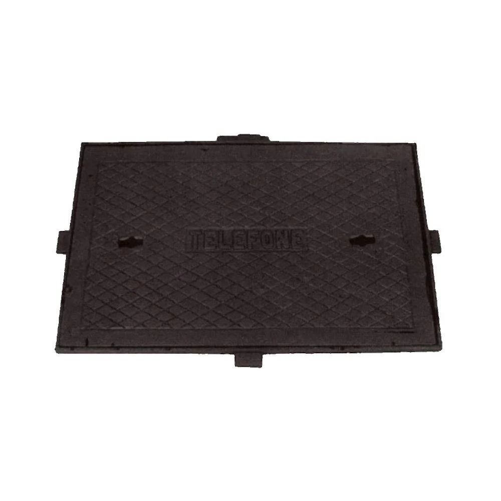 Tampa Tampão Simples Ferro Fibra Óptica e Telefonia 113x58cm Preto Fundição Unicláudio