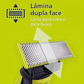 Aparador de Pelos Philips OneBlade QP2724 Lâmina Dupla Recarregável Bivolt Verde e Cinza