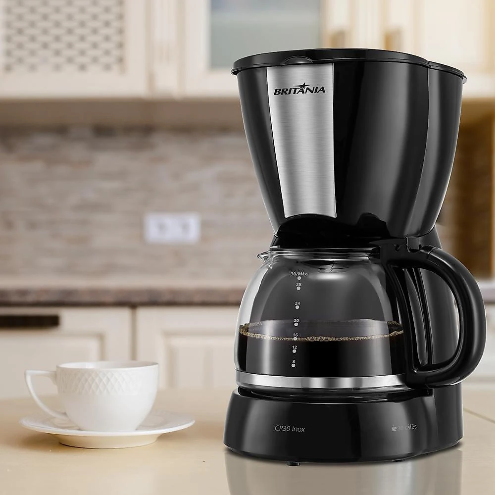 Cafeteira elétrica britânia cp30 acabamento inox cor preta 127v