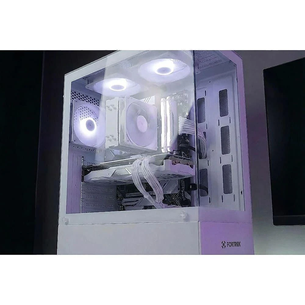 Gabinete Gamer Crystal Mid Tower ATX Micro-ATX Mini-ITX Vidro Temperado Branco Fortrek
