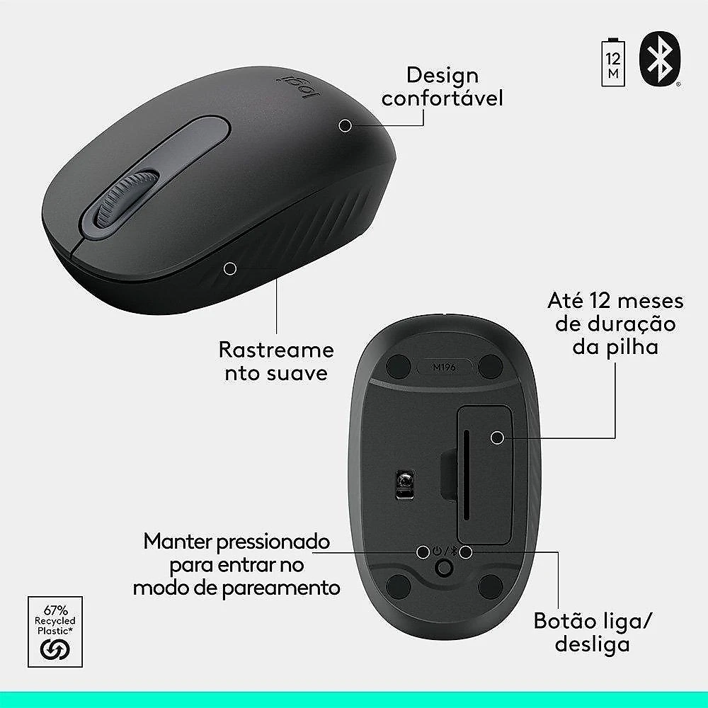 Kit Teclado e Mouse Sem Fio Logitech MK250 Compacto, Mouse Ambidestro, Bluetooth, ABNT2, Compatível PC e Mac, Grafite - 920-013516