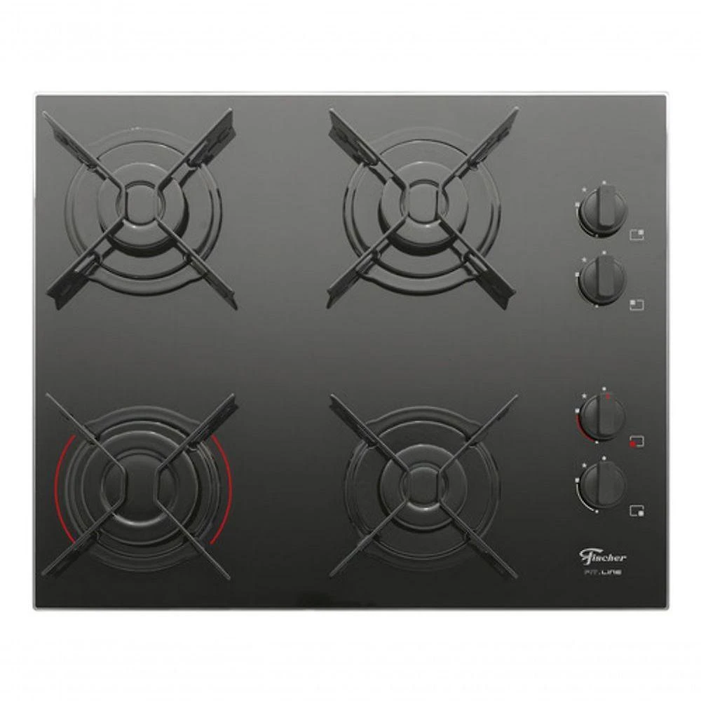 Fogão Cooktop Fischer 4 Queimadores Fit Line Gás Mesa Vidro 26342-57175 Preto Bivolt