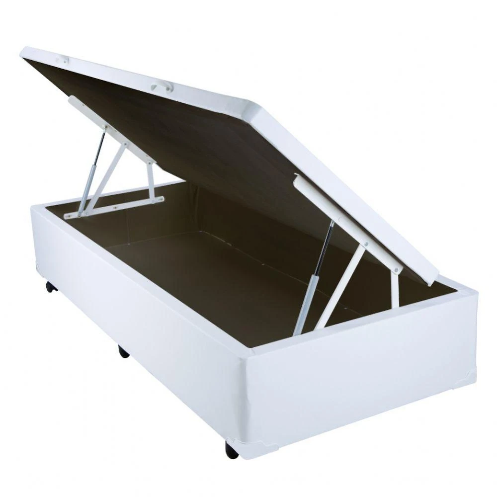 Cama Box Baú Solteiro Branco Sintético 88x188
