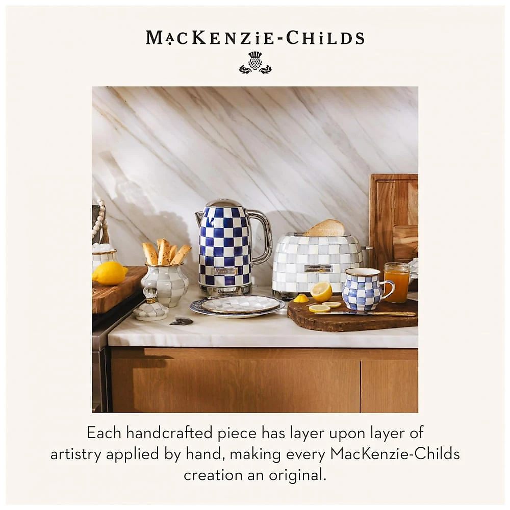 Torradeira elétrica 2 fatias MacKenzie-Childs Sterling Check cinza e branca inox 850W 110V