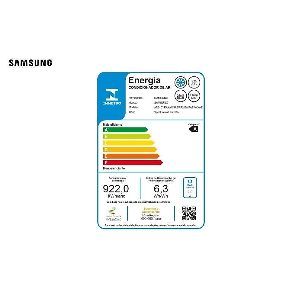 Ar condicionado split inverter samsung windfree ai 24000 btus frio 220v ar24dyfaawkxaz