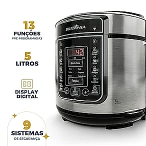 Panela Elétrica de Pressão Britânia BPP05P 5L Revestimento Redstone 110V