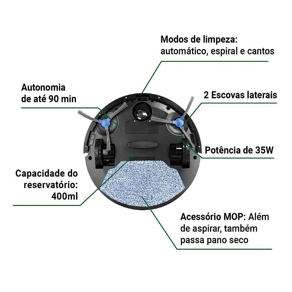 Aspirador Robô Philco 3 em 1 com MOP Antiqueda PAS23 Bivolt
