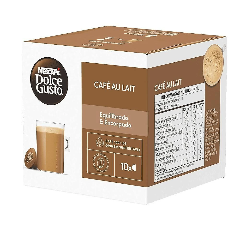 Cápsulas de Café Nescafé Dolce Gusto Café Au Lait Caixa com 10 Unidades