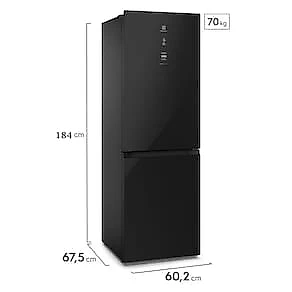 Geladeira Electrolux Frost Free Inverter 322L IB42G Efficient com AutoSense Inverse e Painel Digital - Black Glass 110V