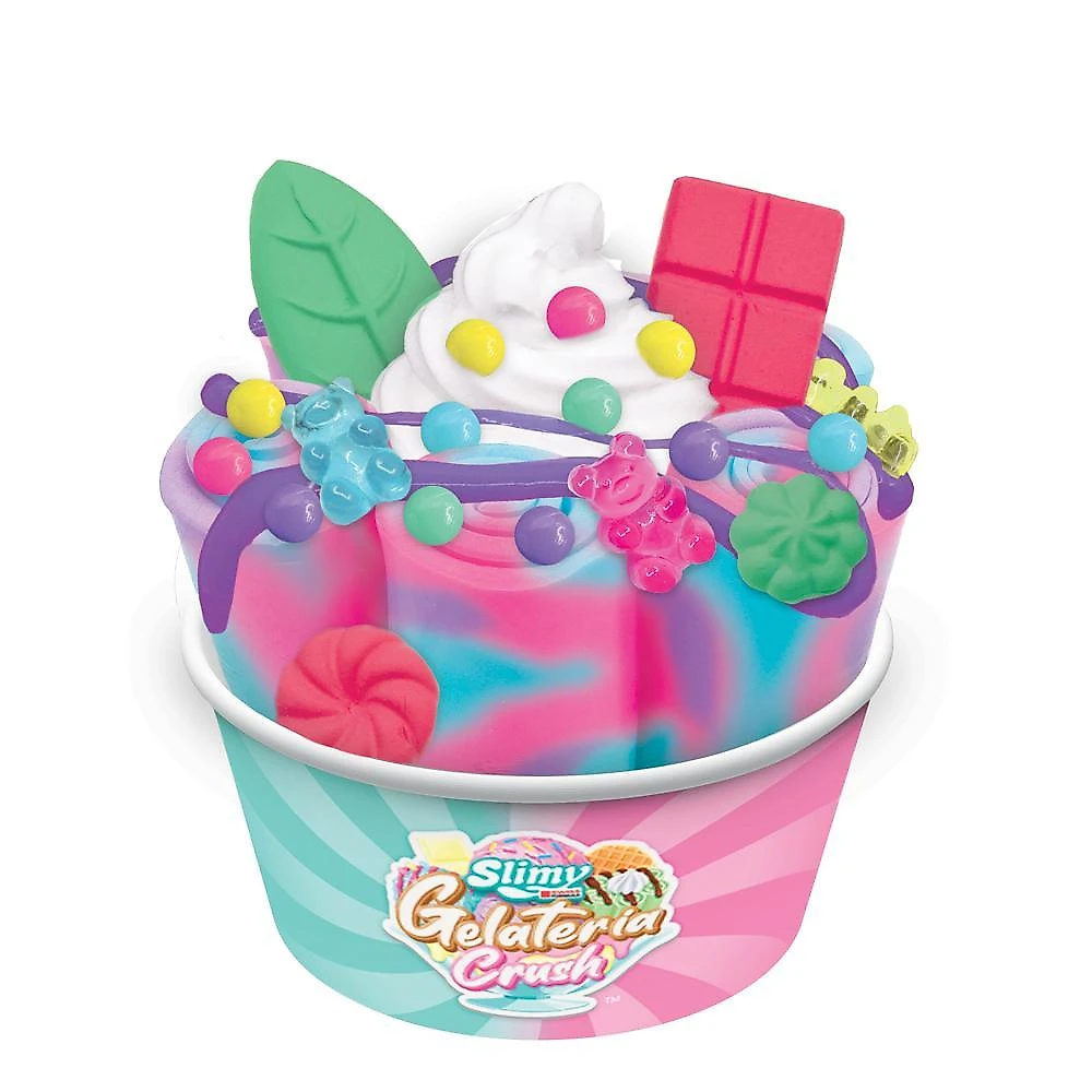 Kit slime de sorvete slimy gelateria - sorvete de rolo morango