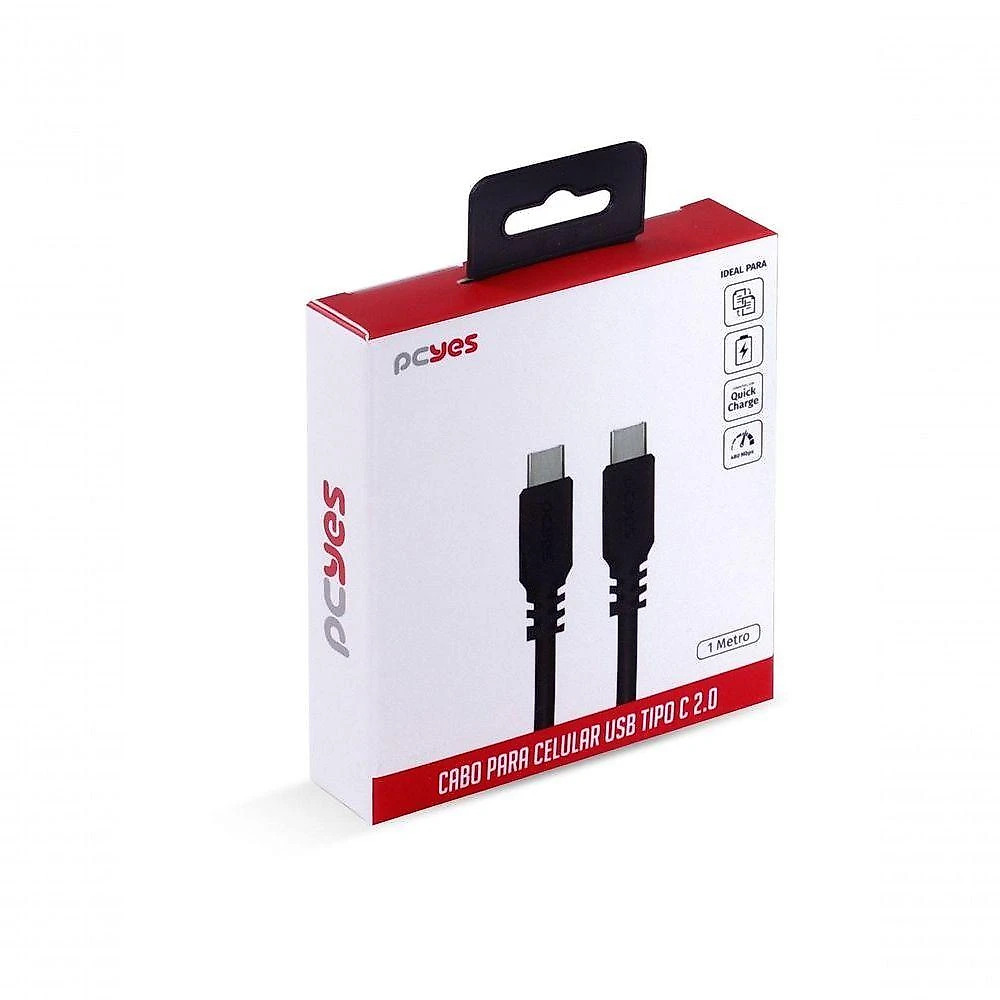 Cabo Usb Tipo C 2.0 Pcyes para Celular 1 Metro 480Mbps 20V 5A 65W Unidade
