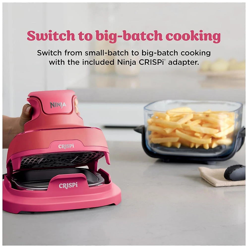 Ninja Air Fryer Crispi Fritadeira 4 em 1 Sistema de Cozimento Portátil 3,78 litros, 6 Copos de Vidro, Pratos Crocantes