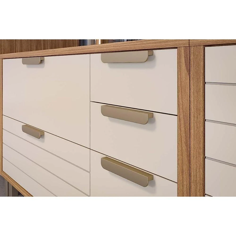 Kit Cozinha Eloise 3 Portas 7 Gavetas MDF 120CM Cinamomo-Platina MGM