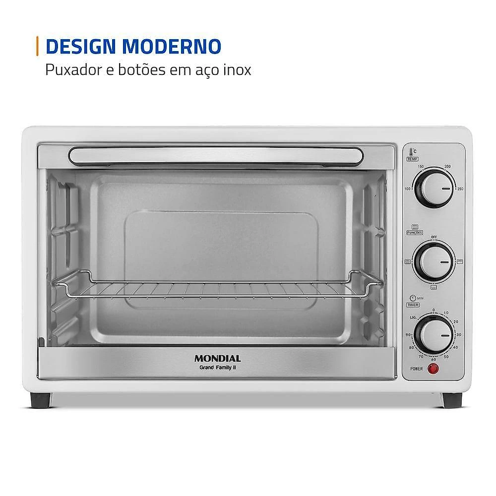 Forno Elétrico Mondial Grand Family II Branco E Inox 1800W 52L FRN-52-W 110V