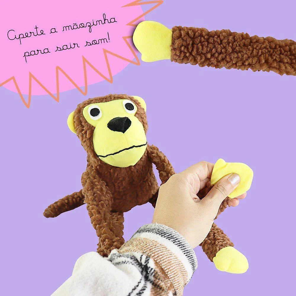 Brinquedo para Pets Napi Macaco Mordedor Grande para Cães Marrom em Poliéster e Algodão 55CM webcontinental-6013400049276