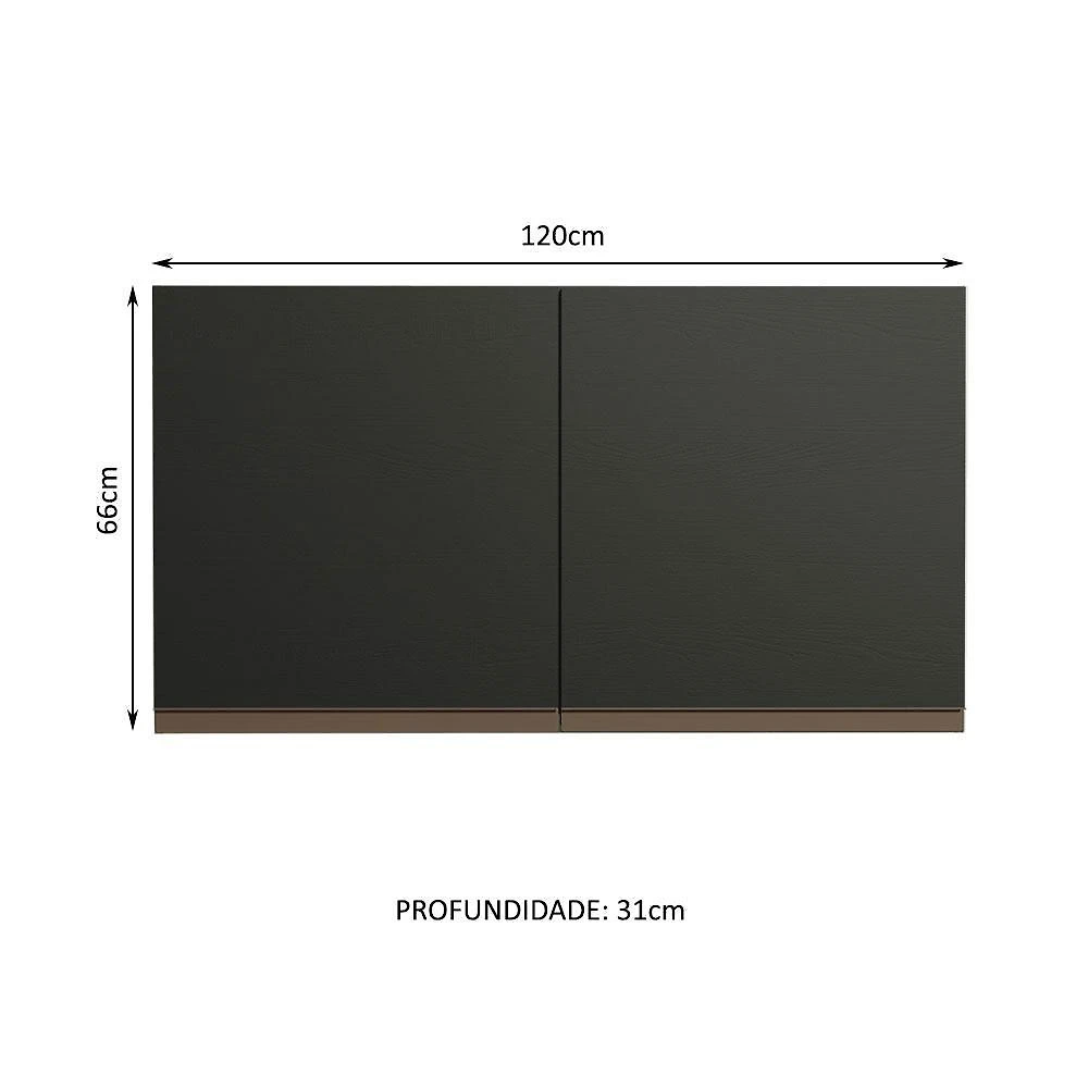 Armário de cozinha aéreo 120 cm 2 portas preto reims madesa