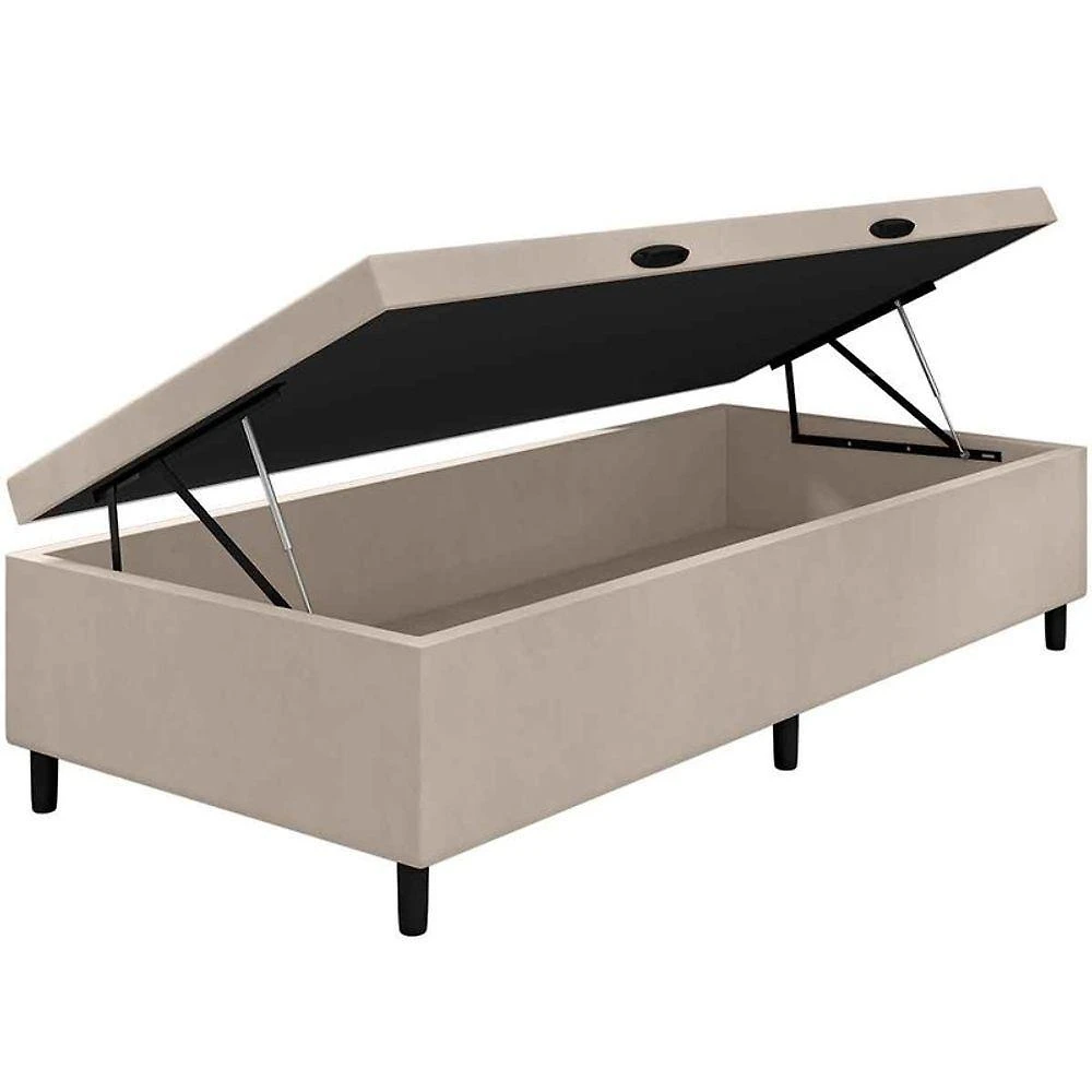 Cama Box Baú Solteiro Preto Com Pistao A Gás