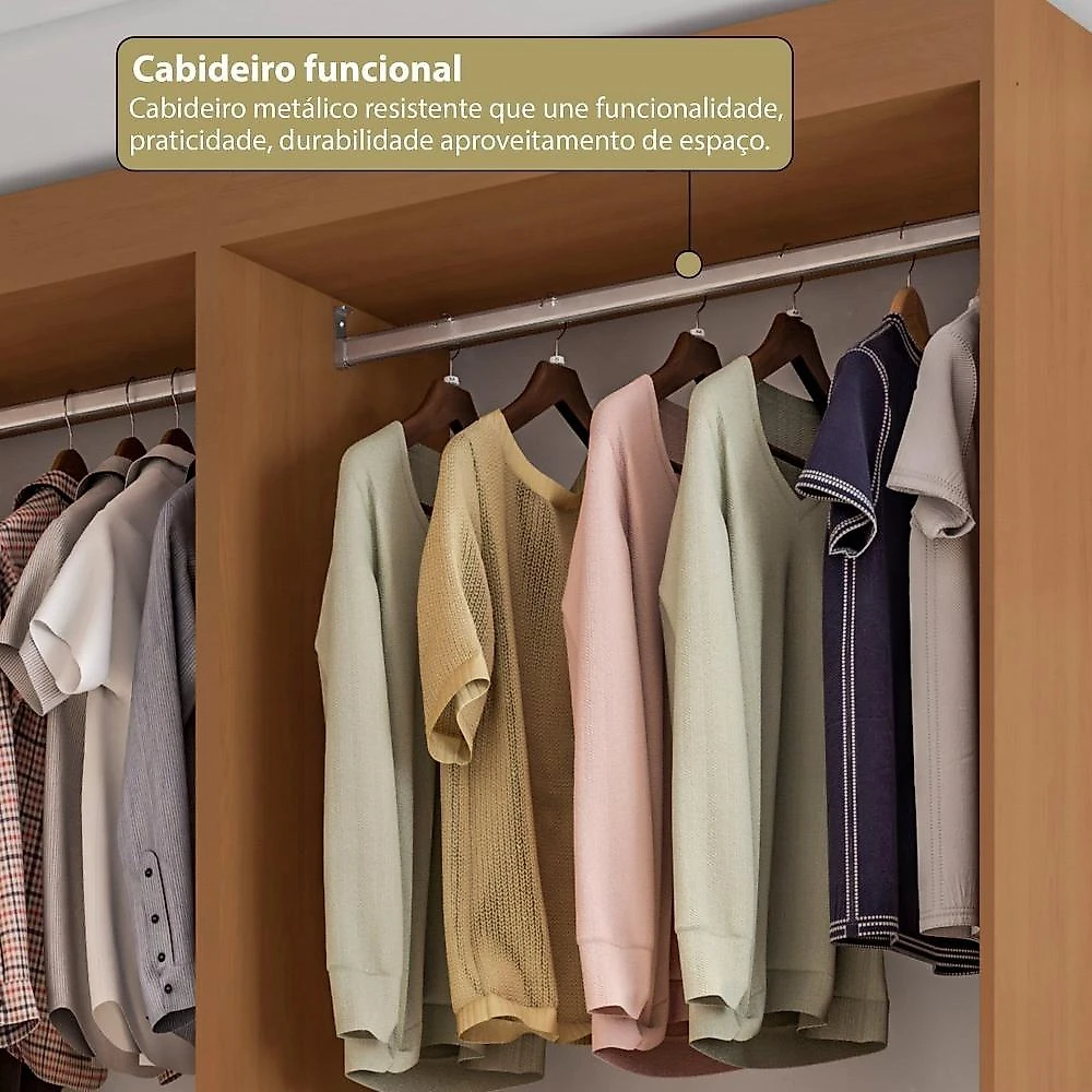 Guarda-Roupa Modulado sem Portas 2 Gavetas 4 Prateleiras Estante Versatille Yescasa Freijó Com Branco