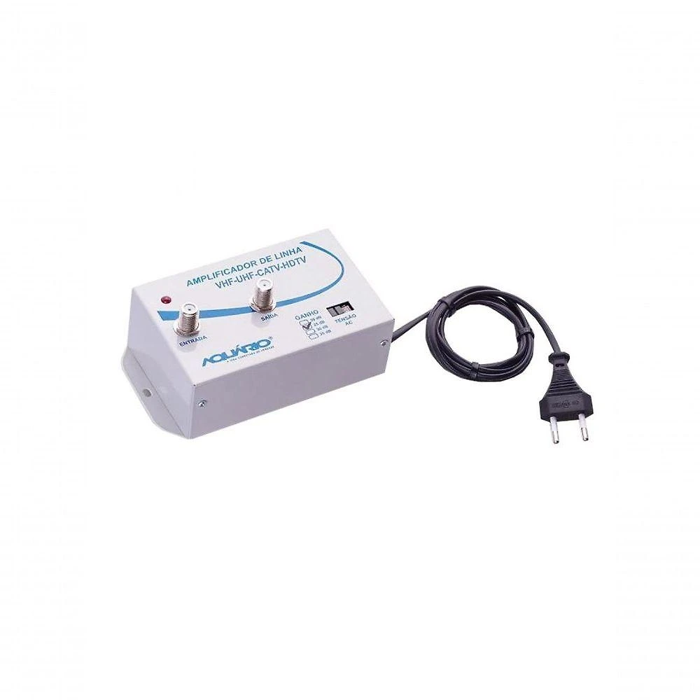 Amplificador de Linha Aquário AL-25 para TV VHF UHF CATV HDTV Ganho 25DB Bivolt Interno