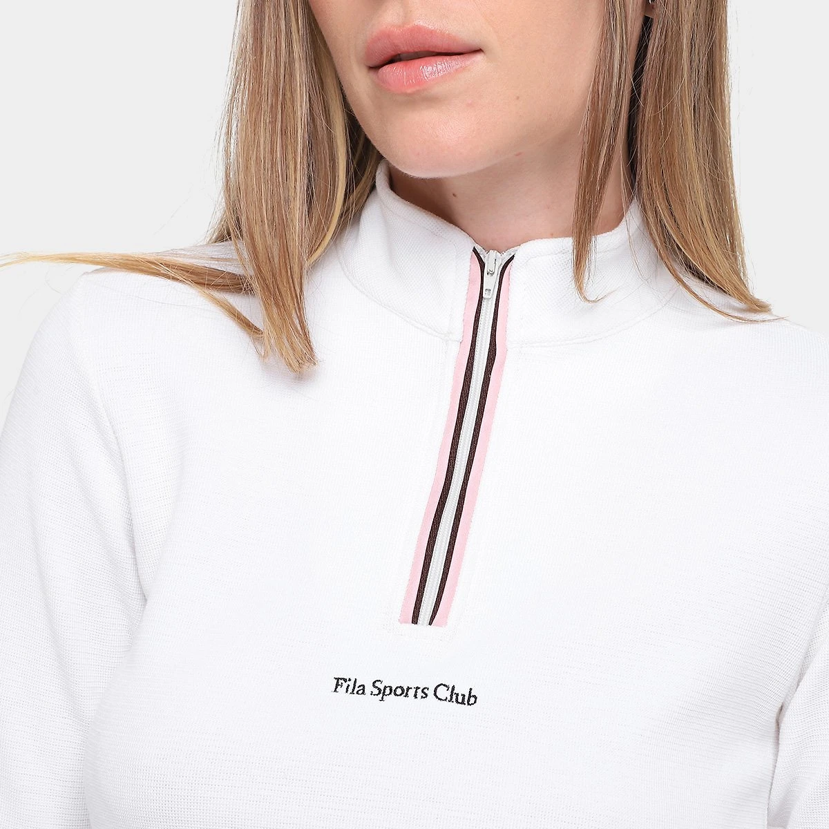 Miniatura Camiseta Manga Longa Fila Sport Club Feminina Off White+Azul - G